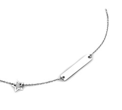 Elegancki srebrny naszyjnik z blaszką pod grawer w prostokątnym kształcie