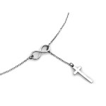 Srebrny naszyjnik celebrytka z delikatnym łapaczem snów i ażurową blaszką