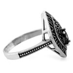 Srebrny pierścionek duży oksydowany z markazytami s