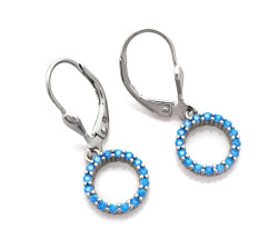 Wiszące srebrne kolczyki 925 angielskie z błękitnymi kamieniami