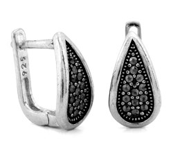 Kolczyki ze srebra 925 łezka z markazytami na angielskim biglu