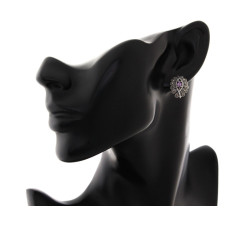 Srebrne kolczyki z kamieniami 925 markazyty z fioletową cyrkonią