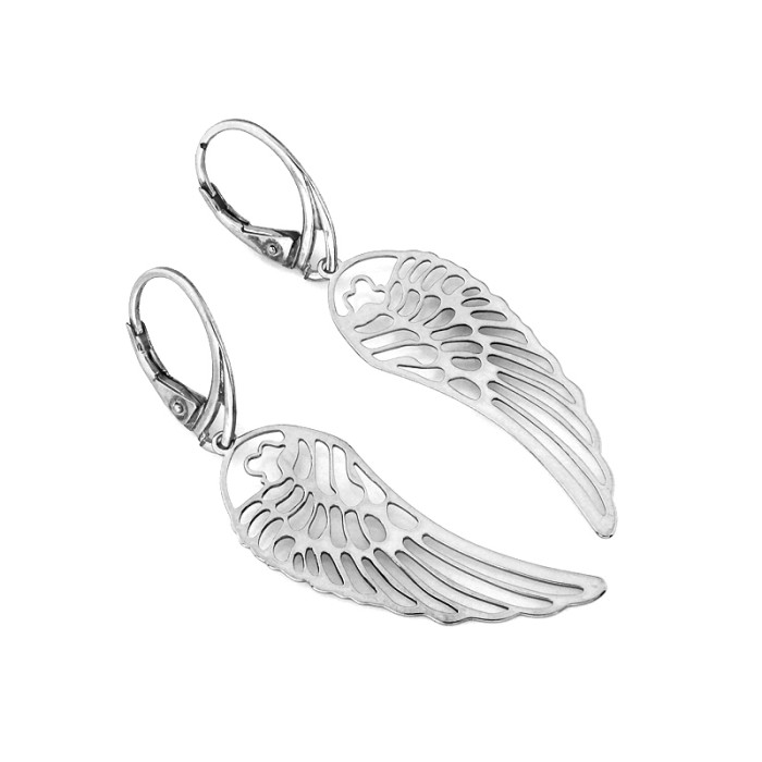 Srebrne kolczyki ażurowe 925 ażurowe skrzydełka blaszki celebrytki