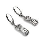 Wiszące srebrne kolczyki 925 grecki wzór z cyrkoniami