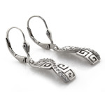 Wiszące srebrne kolczyki 925 grecki wzór z cyrkoniami