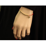 Bransoletka srebrna na sznurku pozłacana z zawieszkami 