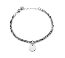 Bransoletka srebrna z wiszącą blaszką możliwy grawer