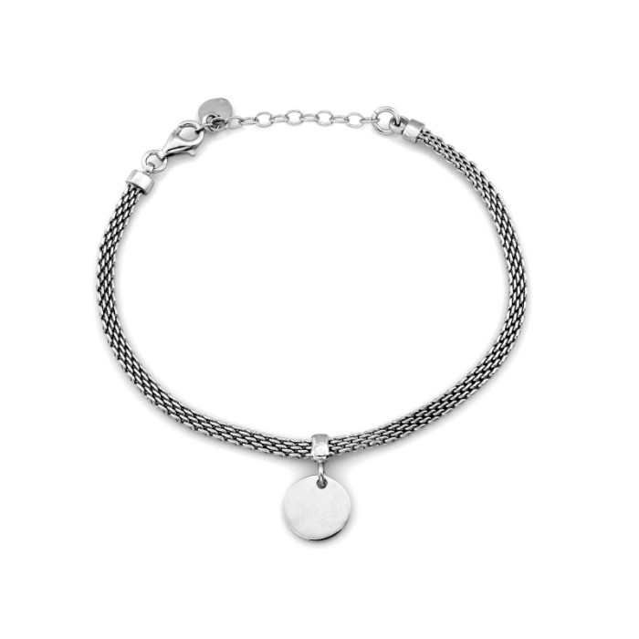 Bransoletka srebrna z wiszącą blaszką możliwy grawer