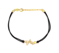 Bransoletka srebrna sznurkowa z pozłacaną linią życia