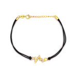 Bransoletka srebrna sznurkowa z pozłacaną linią życia