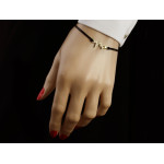 Bransoletka srebrna sznurkowa z pozłacaną linią życia