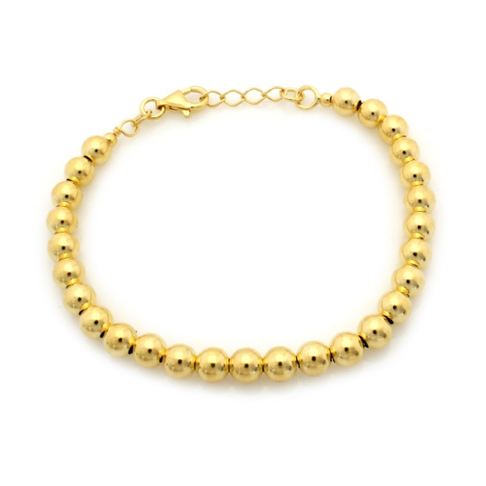 Bransoletka srebrna pozłacana z kulek