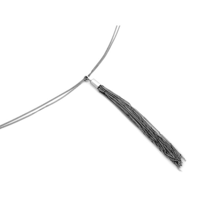 Modny naszyjnik ze srebra 925 z długimi frędzlami