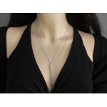 Modny naszyjnik ze srebra 925 z długimi frędzlami