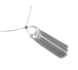 Srebrny naszyjnik damski 925 z dużym wisiorem z efektownymi łańcuszkami