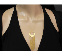 Naszyjnik z pozłacanego srebra 925 z dużym  wisiorem z łańcuszkami