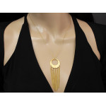 Naszyjnik z pozłacanego srebra 925 z dużym  wisiorem z łańcuszkami