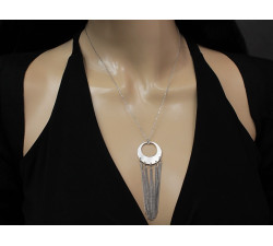 Srebrny naszyjnik damski 925 na elegancko z dużym wisiorem z łańcuszkami