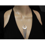 Srebrny naszyjnik damski 925 na elegancko z dużym wisiorem z łańcuszkami