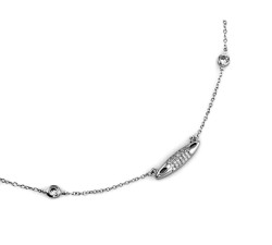 Srebrny łańcuszek damski 925 z podłużną zawieszką z cyrkoniami