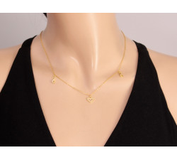 Srebrny naszyjnik damski pozłacany ze znakami nieskończoności i sercami