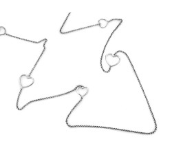 Srebrny naszyjnik damski 925 łańcuszek z serduszkami