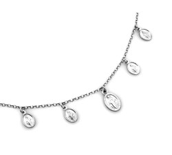 Srebrny naszyjnik 925 delikatny łańcuszek z owalnymi medalikami