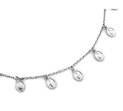 Srebrny naszyjnik damski 925 łańcuszek z wiszącymi medalikami