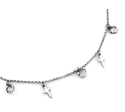 Naszyjnik damski ze srebra 925 subtelny łańcuszek z zawieszkami krzyżyki i serca