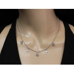 Naszyjnik damski ze srebra 925 subtelny łańcuszek z zawieszkami krzyżyki i serca