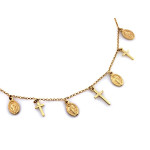 Elegancki naszyjnik ze srebra złoconego 925 z wiszącymi medalionami i krzyżykami