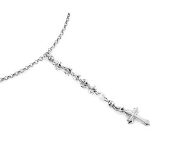 Delikatny naszyjnik z krzyżykiem wisiorem i srebrną krawatką wykonany ze srebra 925