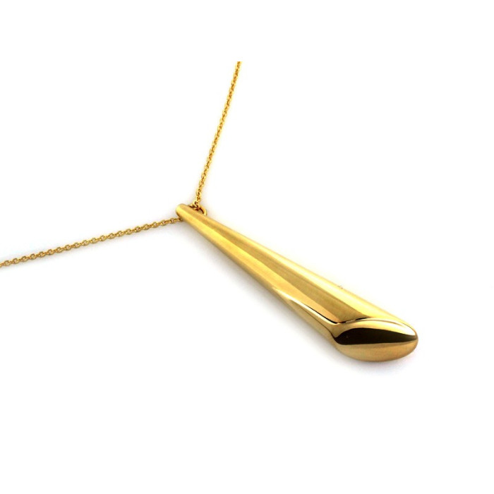 Elegancki pozłacany naszyjnik ze srebra z wiszącym długim stożkiem