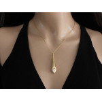 Elegancki pozłacany naszyjnik ze srebra z wiszącym długim stożkiem