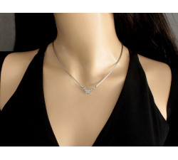 Naszyjnik srebrny 925 na grubym łańcuszku z zawieszką motylek z cyrkoniami