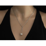 Naszyjnik srebrny 925 krawatka łańcuszek z dużym wisiorem z perełką