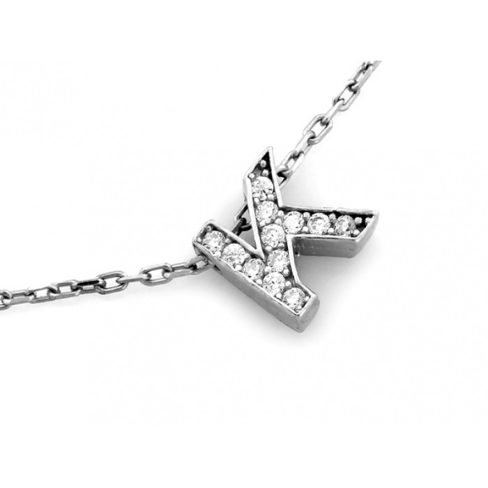 Naszyjnik srebrny z literką K