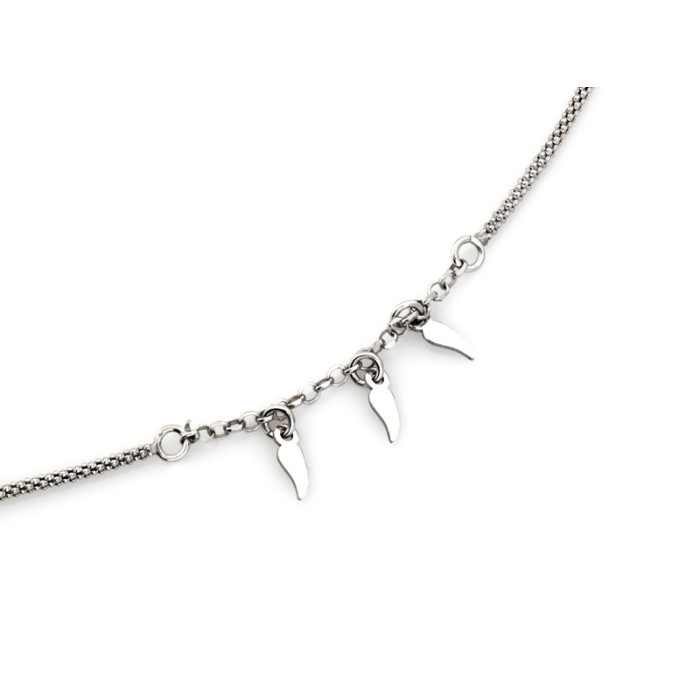 Naszyjnik srebrny 925 łańcuszek gruby sznur z zawieszkami skrzydełka
