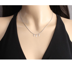 Naszyjnik srebrny 925 łańcuszek gruby sznur z zawieszkami skrzydełka