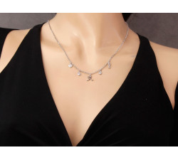 Srebrny naszyjnik 925 z zawieszką w kształcie litery A nieskończoności oraz serca