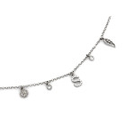 Srebrny naszyjnik 925 z zwisającą literą S skrzydłem oraz koniczynką