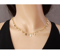 Srebrny naszyjnik 925 z dwukolorowymi kulkami i eleganckimi zawieszkami