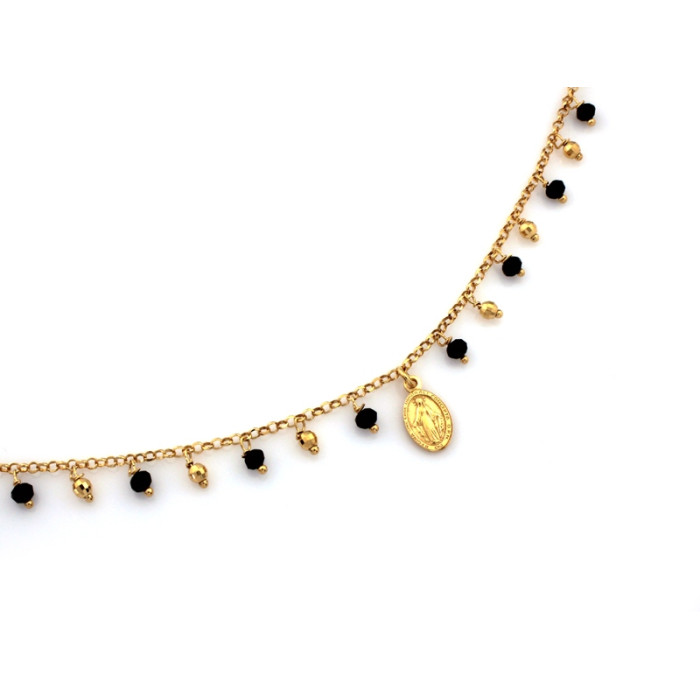 Srebrny naszyjnik 925 pozłacany z medalikiem i ozdobnymi kulkami