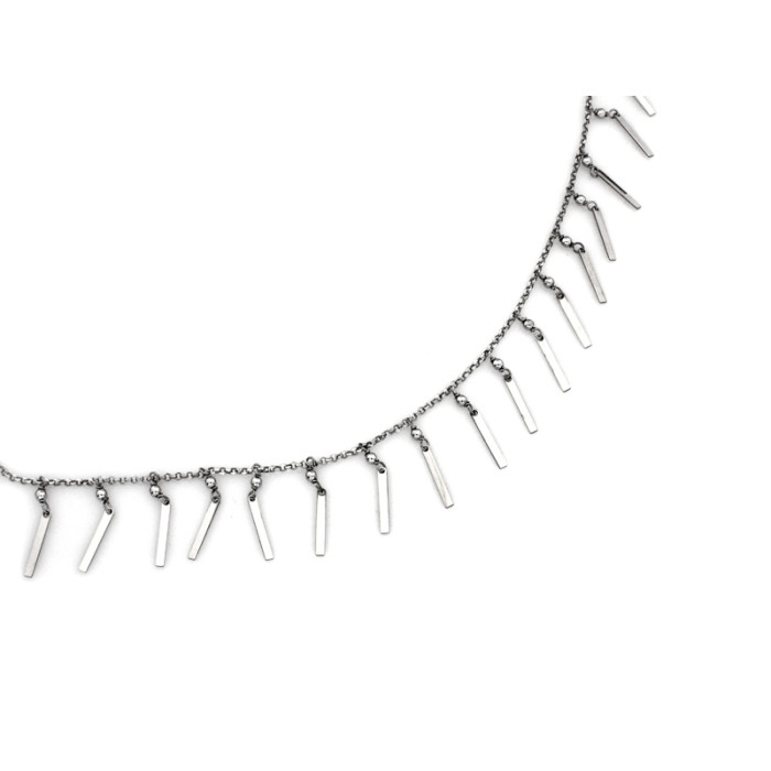 Naszyjnik srebrny 925 z kulkami oraz prostokątnymi zawieszkami doskonały na upominek