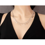 Naszyjnik srebrny 925 z kulkami oraz prostokątnymi zawieszkami doskonały na upominek