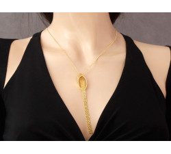 Pozłacany srebrny naszyjnik 925 krawatka z zawieszką