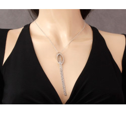 Srebrny naszyjnik 925 krawatka z wisiorkiem