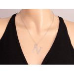 Modny naszyjnik srebrny z dużą literą N stylowa celebrytka 925