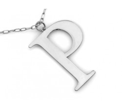 Modny naszyjnik srebrny z dużą literą P stylowa celebrytka 925