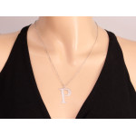 Modny naszyjnik srebrny z dużą literą P stylowa celebrytka 925